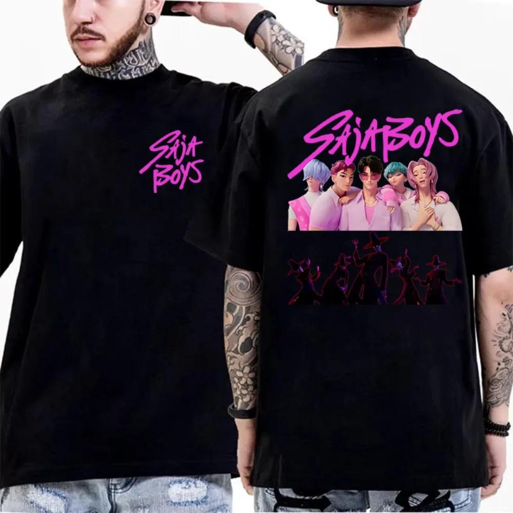 Camiseta Masculina Feminina Caçadores de Demônios K-Pop Saja Boys Jinu Romance Saja Tee Verão Casual Moda Hip-hop Manga Curta Camiseta