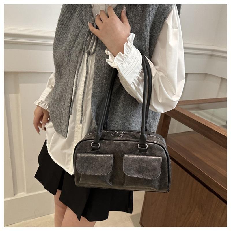 Popular Bags for Women 2025 New Trendy Style Underarm Bag Korean Style Shoulder Bag Maillard Retro Bowling Bag