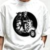 Unisex Casual Short Sleeve Tee Modal Soft Fabric Retro Scooter Couple Graphic Print Loose Oneck Streetwear Daily Tops