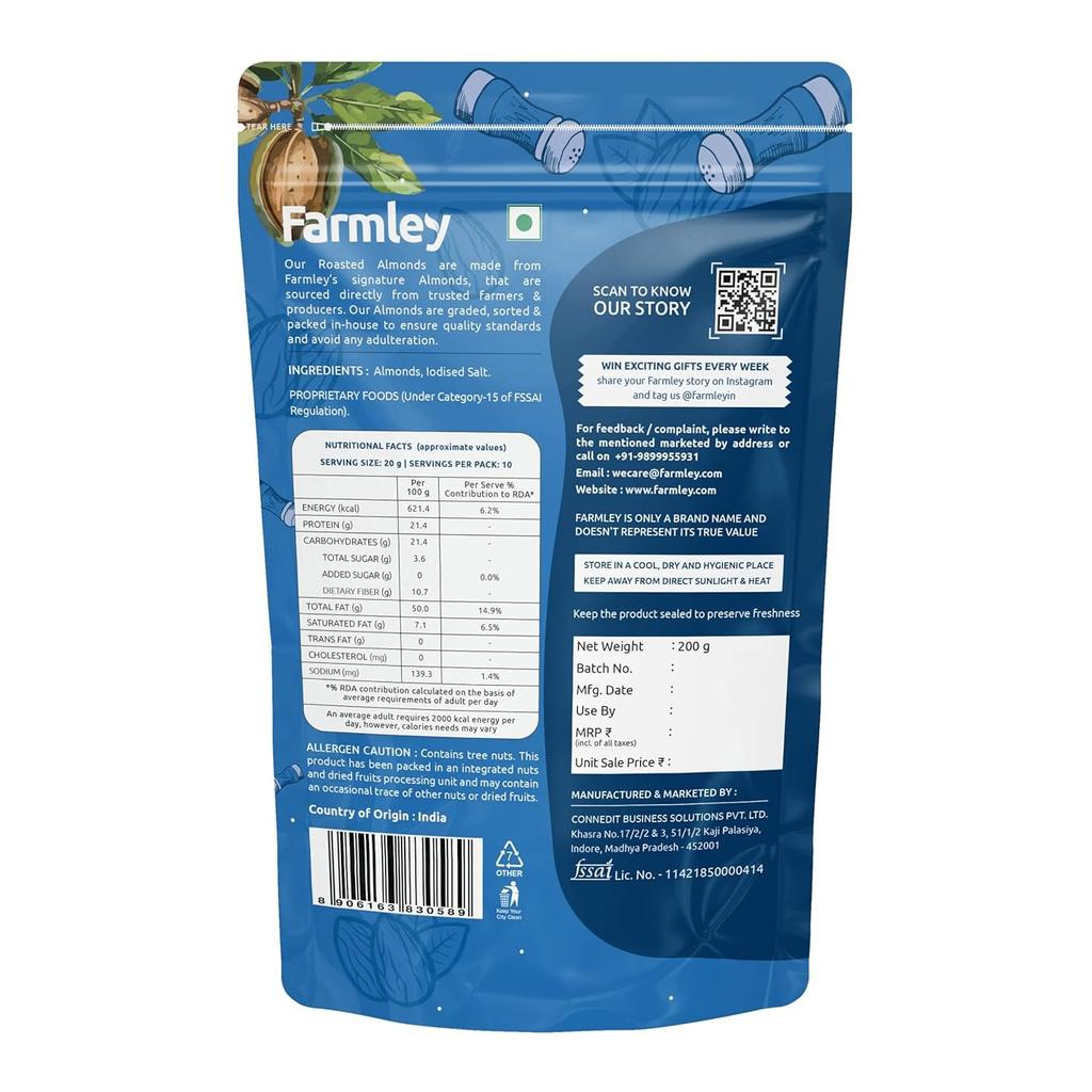Classic Salted Almonds (200 G), Classic Salted Almonds, Farmley
