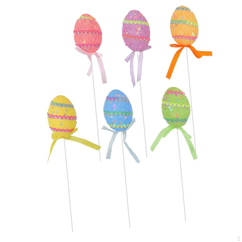 6 Pieces Easter Egg Picks Branches Art Crafts Decoration Cake Topper Sticks for Holiday