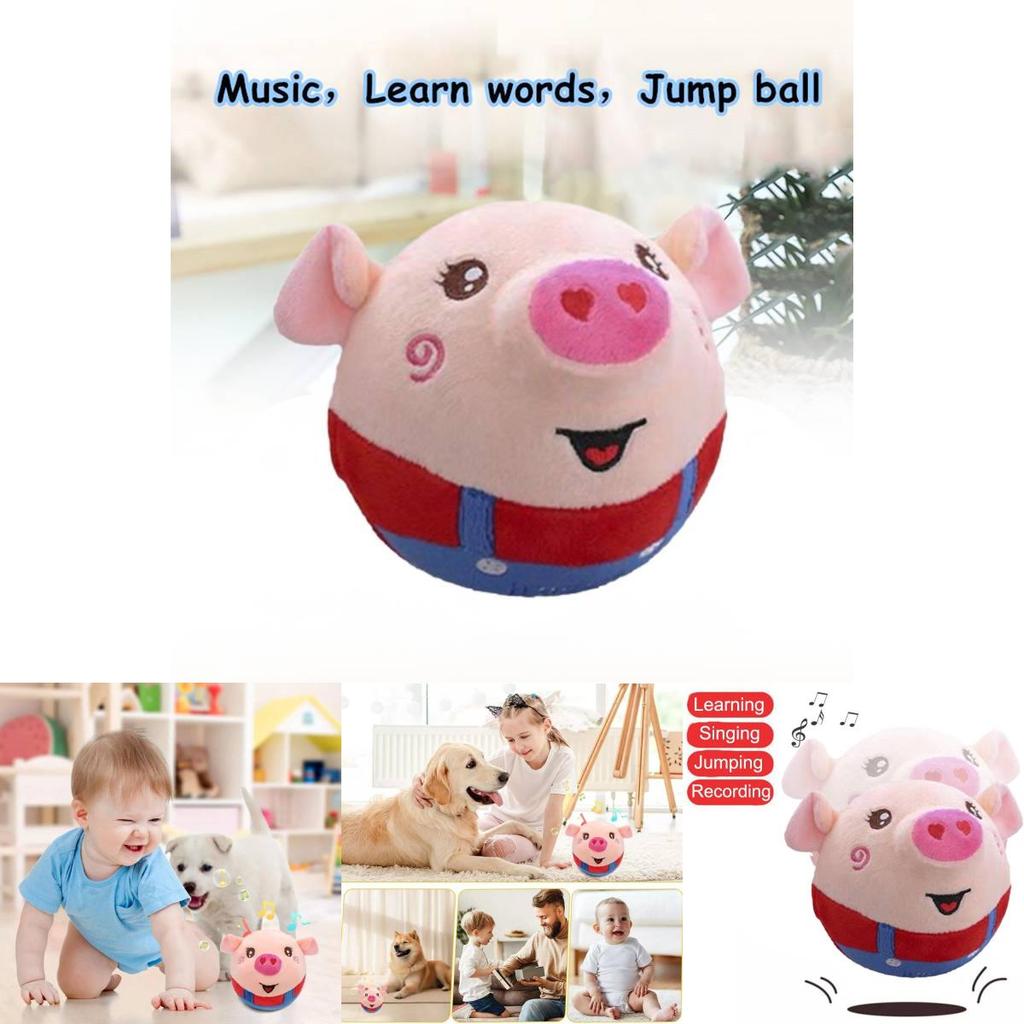 Adorable Bouncing Pig Toy With Plush Fabric And Soothing Music For Baby Toddlers