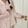 11 pajamas loungewear small lapel women's simple cotton double-layer yarn pajamas Melody breathable loungewear