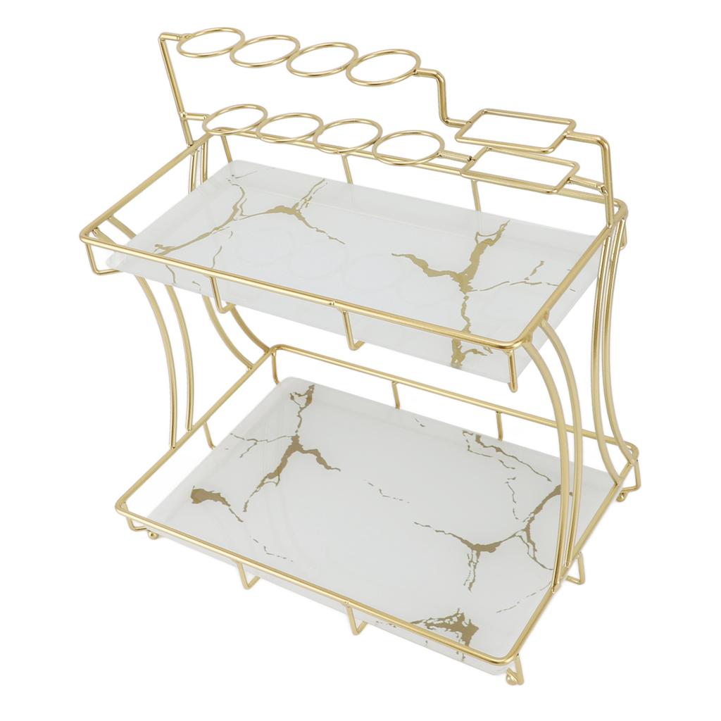 Countertop Storage Rack Double Layer Waterproof Counter   Shelf with Electric Toothbrush Holder for Bathroom