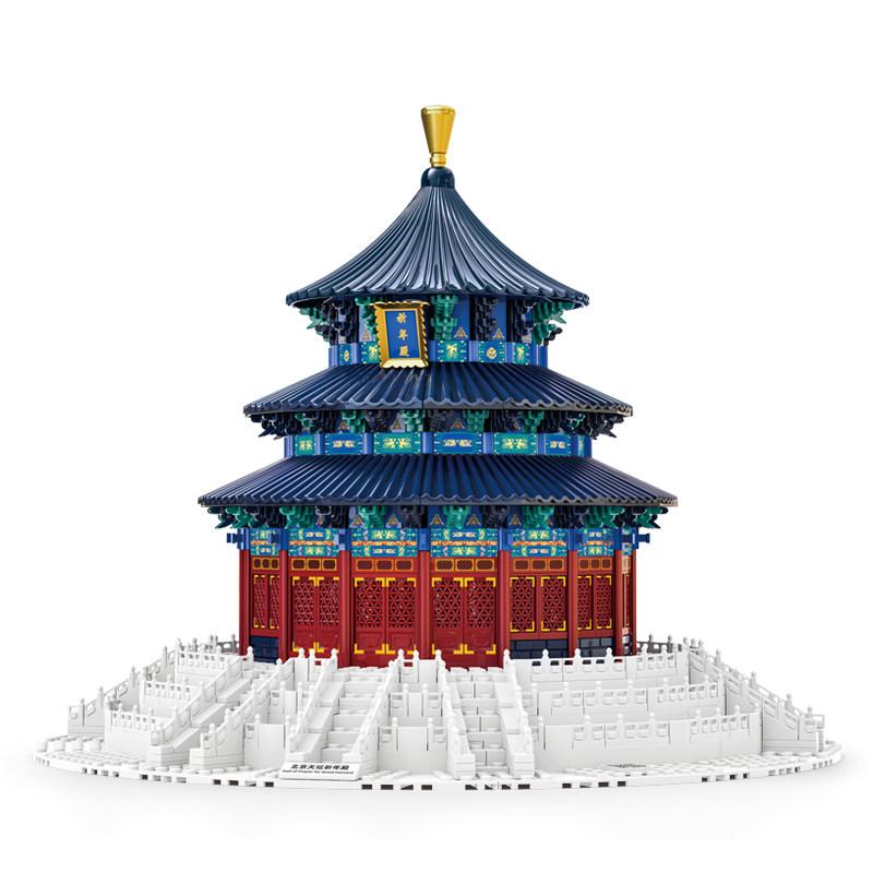 1051PCS 5222 World Famous Architecture Beijing Temple of Heaven Hall of Prayer for Good Harvests Building Blocks Boys Toy Deskto