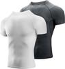 Men's Compression Shirts 2 Pack, Short Sleeve Athletic Compression Tops Cool Dry Workout T Shirt