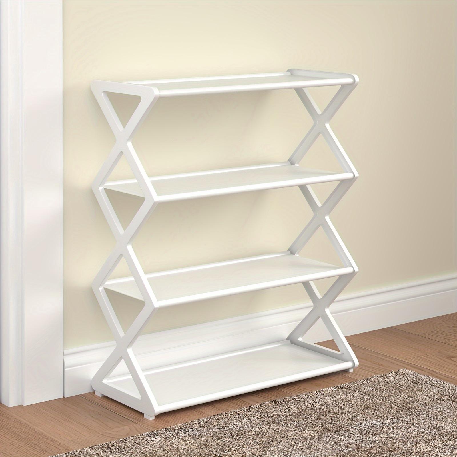 

4-ярусная минималистичная металлическая обувница | Компактное хранение спортивной обуви, Легкая сборка, Прочная конструкция, Подходит для прихожей, спальни и общежития белый