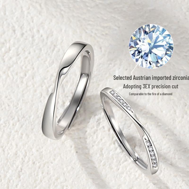 Women's Ferris Wheel Möbius Ring: S925 Sterling Silver with Zircon, Non-Fading, Niche High-End Design, Couple's Rings.