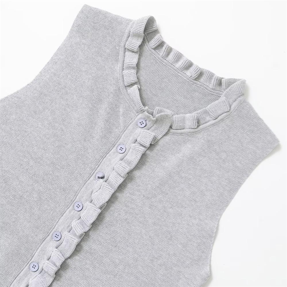 2025 Spring/Summer Women's Sleeveless Layered Knit Top - Simple, Versatile, Round Neck Design