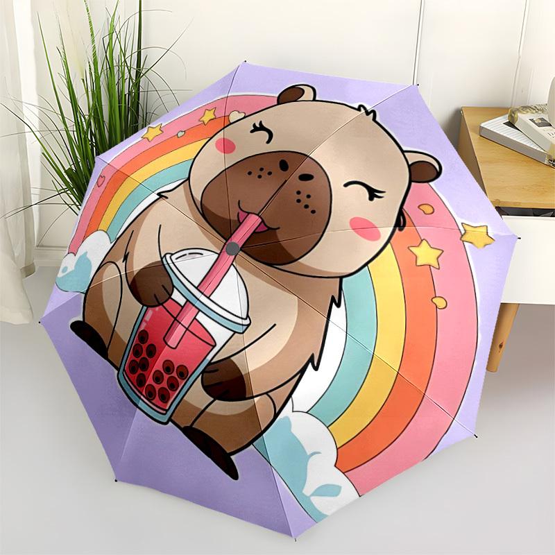 1pc Capybara Auto Folding Umbrella, Sturdy And Durable Automatic Folding Umbrella with 8 Ribs, Convenient for Outdoor Use072