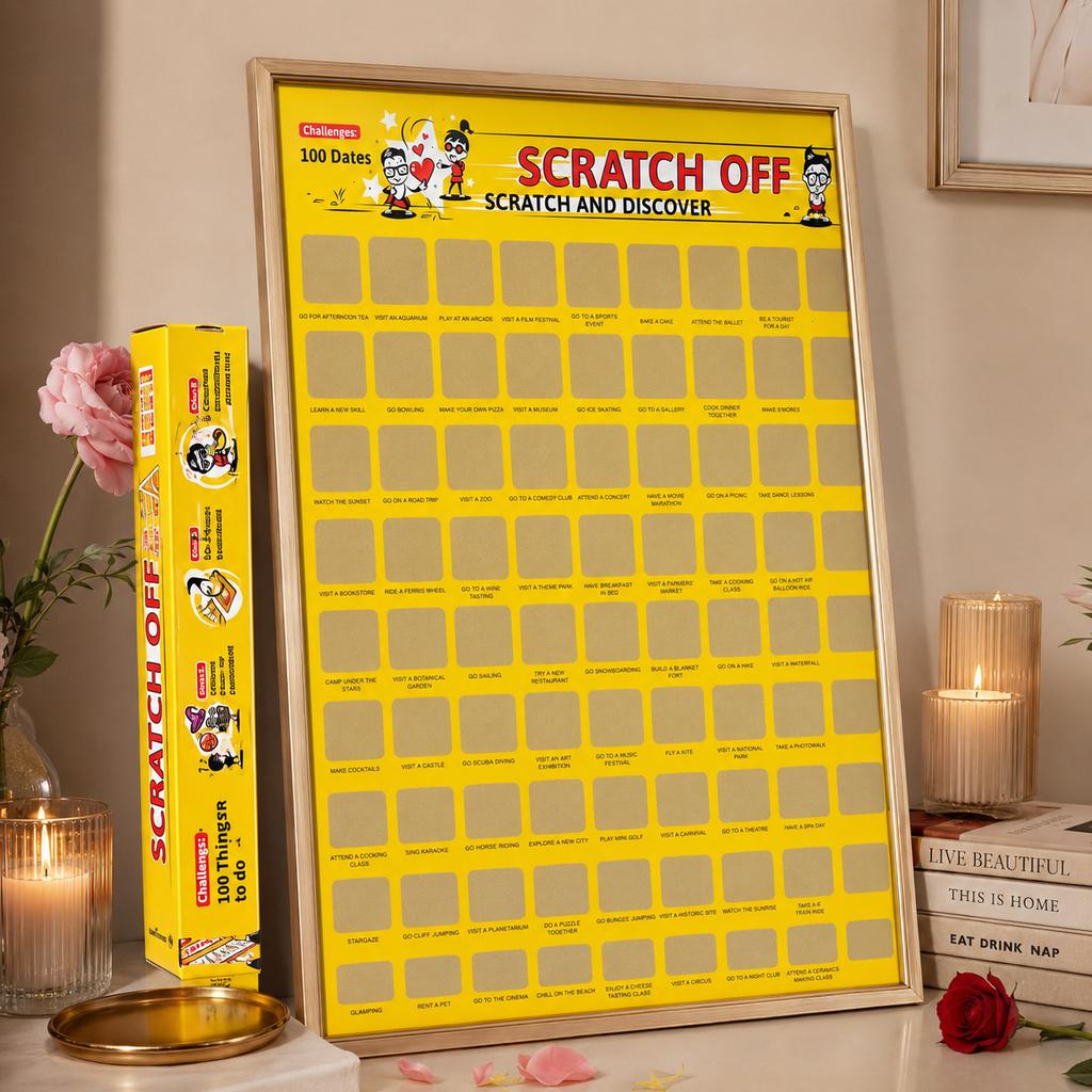 Scratch Off 100 Dates - Plakat Zdrapka Z Pomysłami Na Randki A2