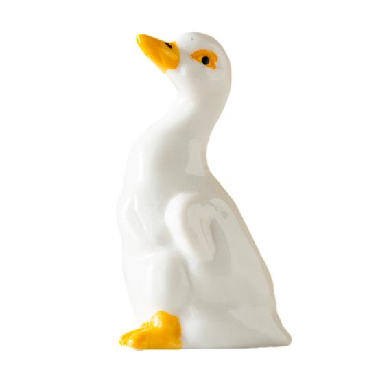 Ceramic Duck Statue Cute Mini Duck Figurine Small Animal Sculpture for Home Office Desktop Garden Porch Decor