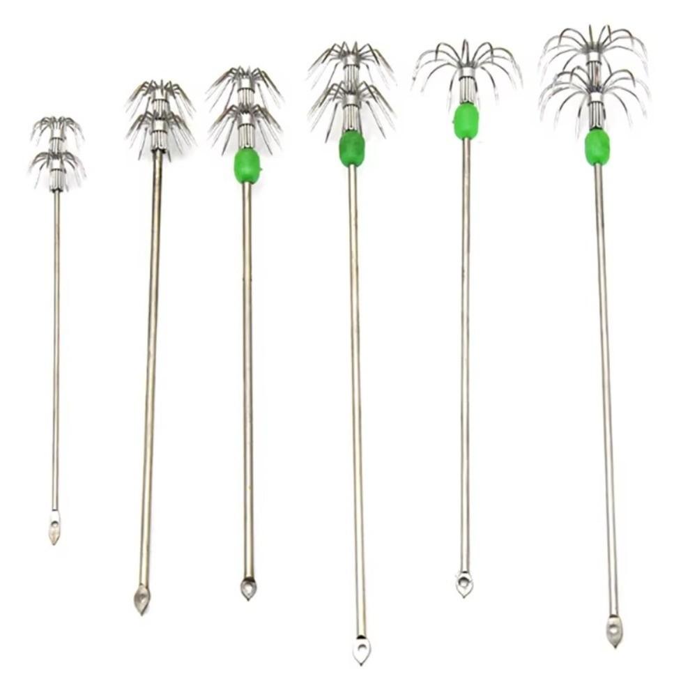 10pcs/ Box Stainless Steel Squid Hooks Blow Tube Design Umbrella Hooks Saltwater Fishing