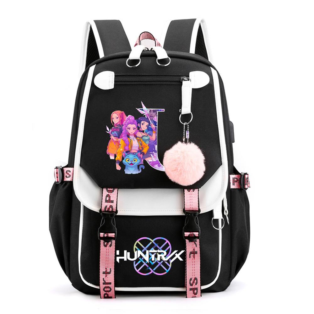 Anime Cartoon 26 English Letter Printed Backpack for Teenager Student Girl Boy Bookbag Large Capacity Travel Bag Kid Gift