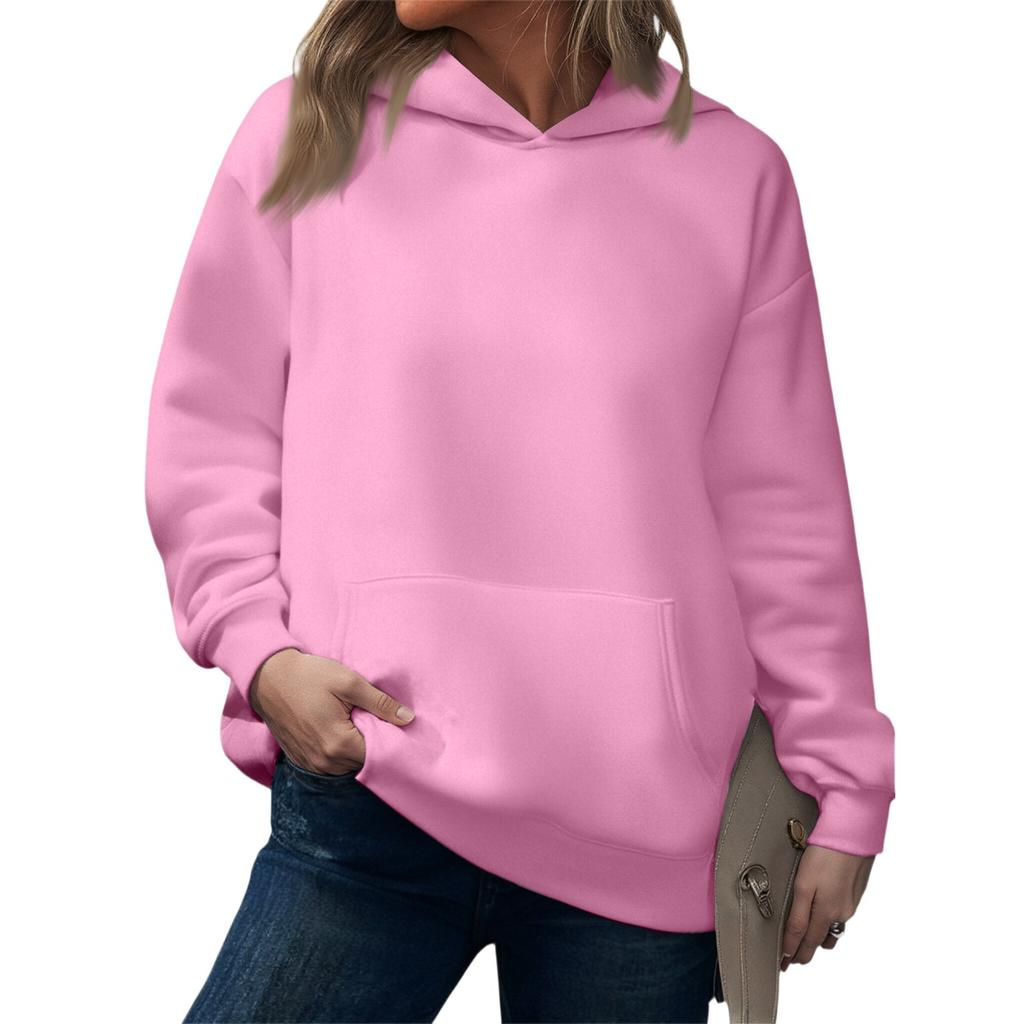Fashionable Women's Hooded Sweatshirt Casual Pocket Top Loose Pullover