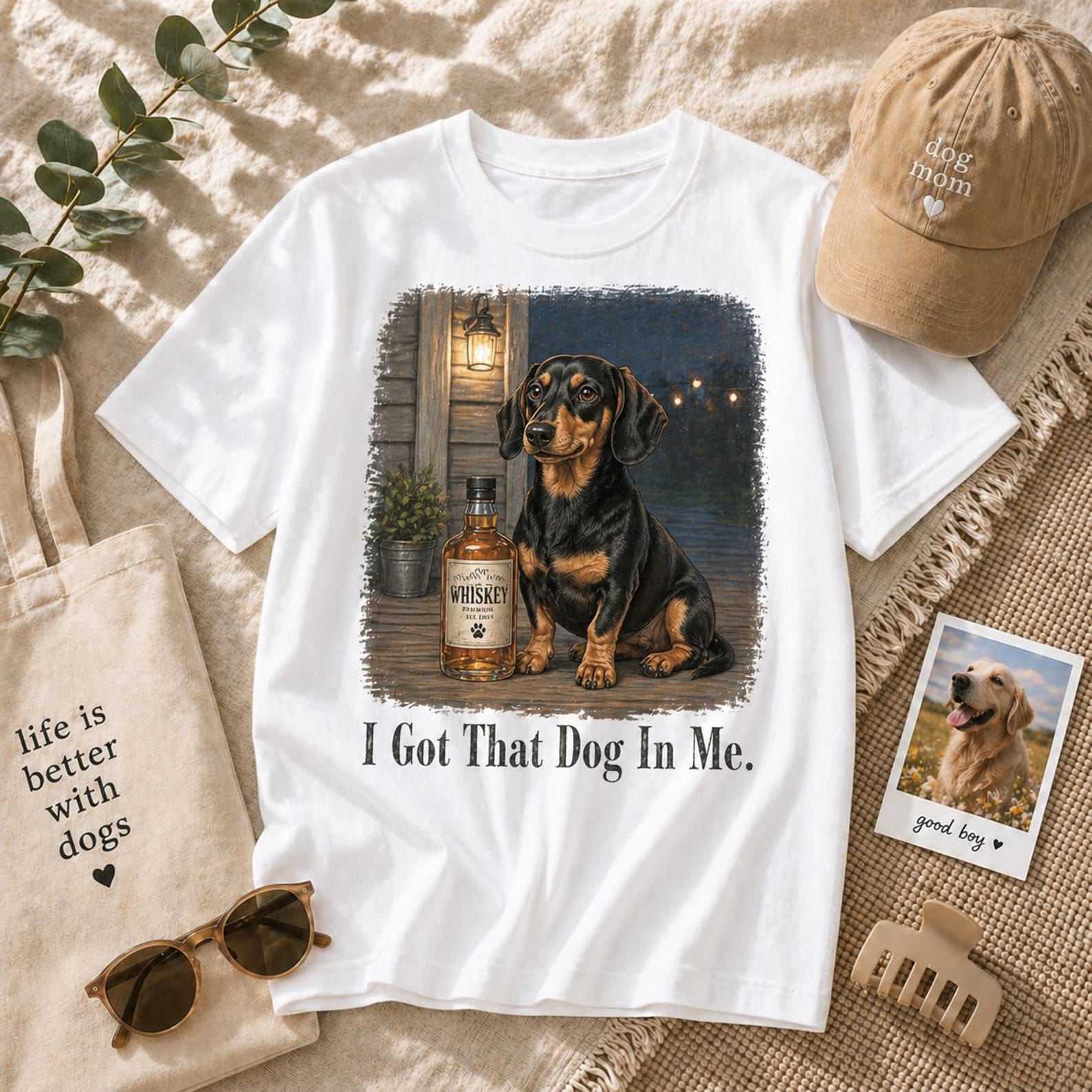 Funny Dachshund Whiskey T-Shirt – Vintage Dog Graphic Tee M