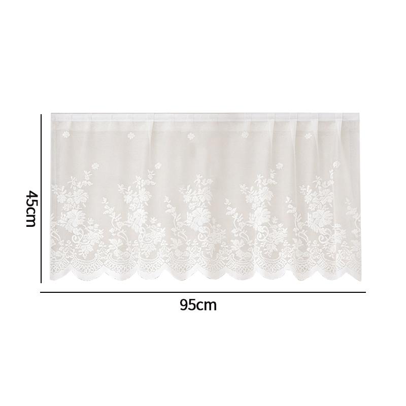

Half Lace Curtain Window Door Short Curtain Home Cabinet Wardrobe Furniture Dust-Proof Cover Self-Adhesive Kitchen Door Curtain W95cmxH45cm&Velcro