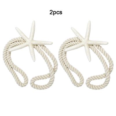 Rope Curtain Tiebacks Natural Starfish Drapery Holdbacks with Cotton Rope for Drapes Beach Themed