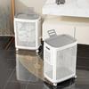 Large Capacity Folding Dirty Clothes Basket Plastic Detachable Hollow Out Washing Baskets with Mute Wheels Dust-proof