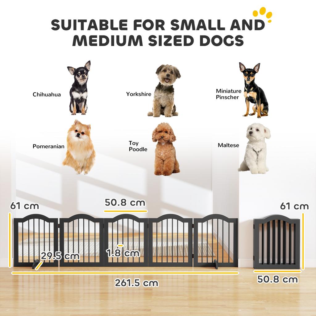 Freestanding Dog Gate with Support Feet for Doorway Black