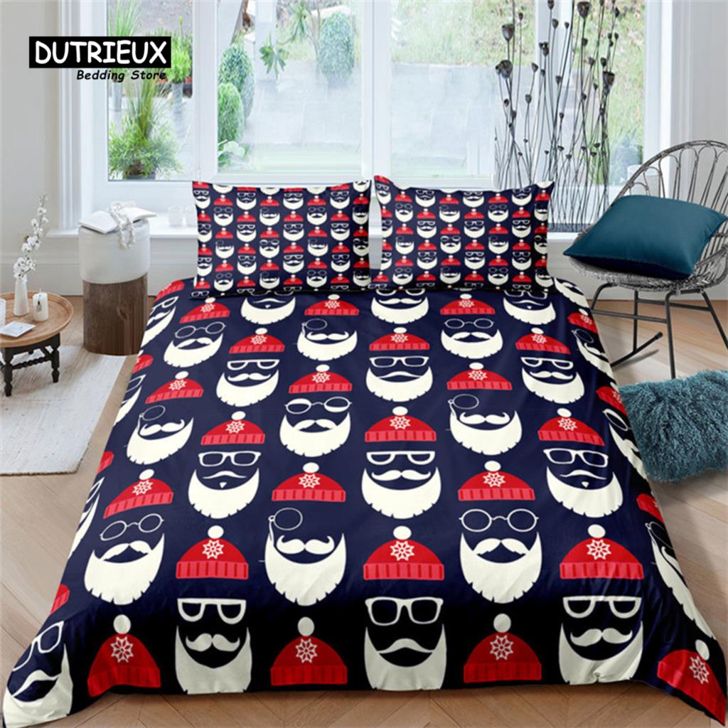 Cartoon Santa Claus Bedding Set King Queen Size Microfiber Christmas Dogs 3D Print Duvet Cover For Kids Pillowcases Home Textile