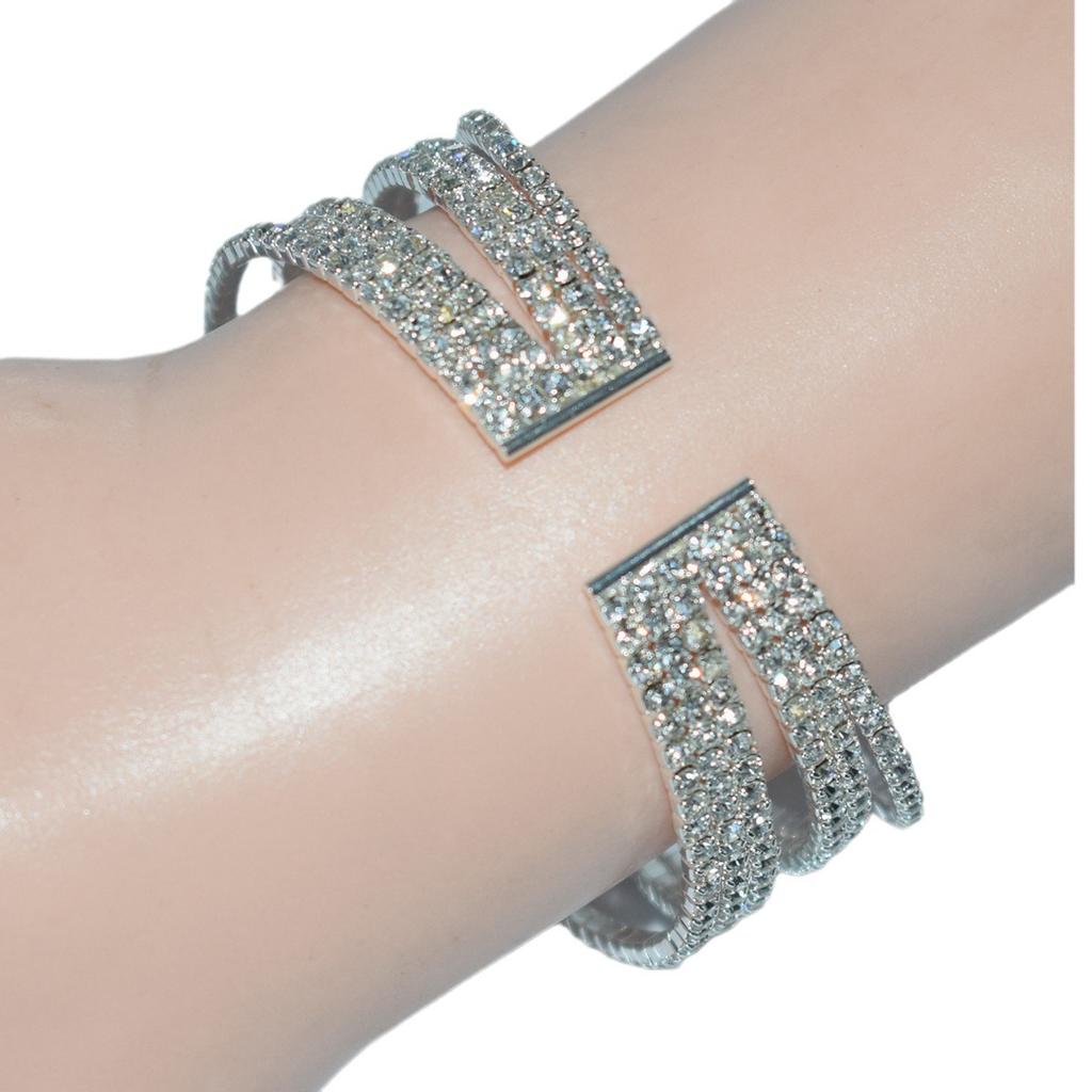 Factory Direct Sales Fashion Advanced Multi-Layer Rhinestone Full Open-End Bangle Bracelet Women's Claw Chain Clip