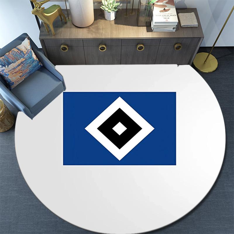 Hamburger SV Round Area Rug,Carpet Rug for Living Room Bedroom Sofa Playroom Decor,Non-slip Floor Mat