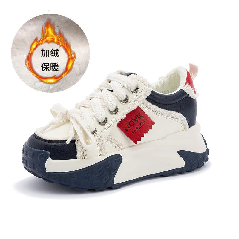 

2025 women s color matching popular versatile women s casual shoes thick sole inner height increase leather dad shoes children s shoes versatile 40