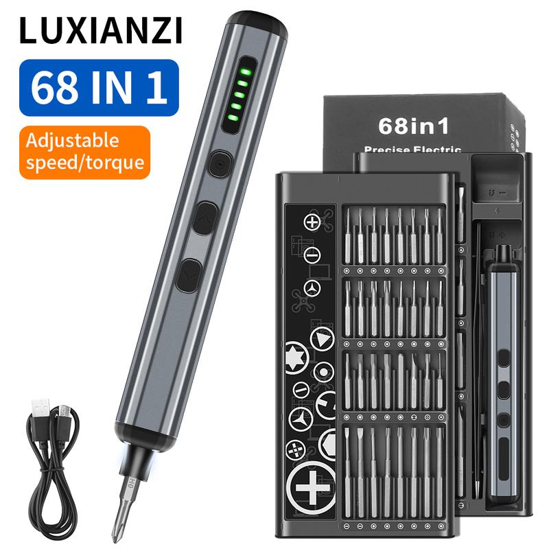 LUXIANZI 68 in 1 Cordless Electric Screwdriver Set For iPhone Glasses Watch PC Repair Power Tool Magnetic Screw Driver Bits