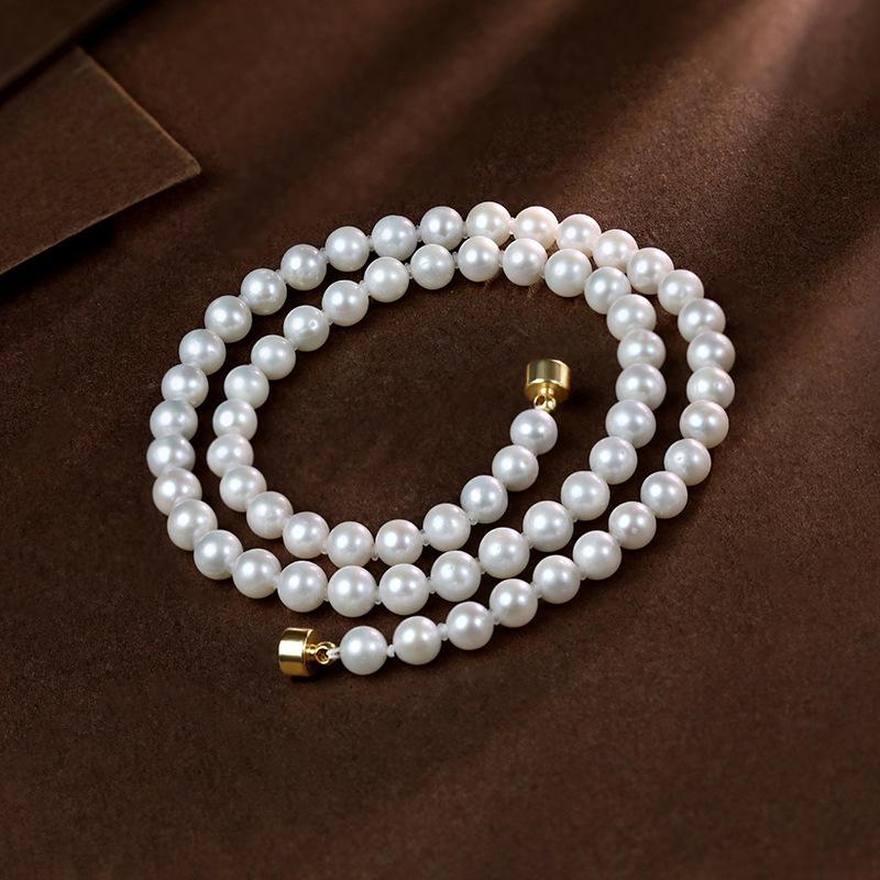 Набор из жемчужного колье и браслета - Шикарная цепочка на ключицы с жемчугом