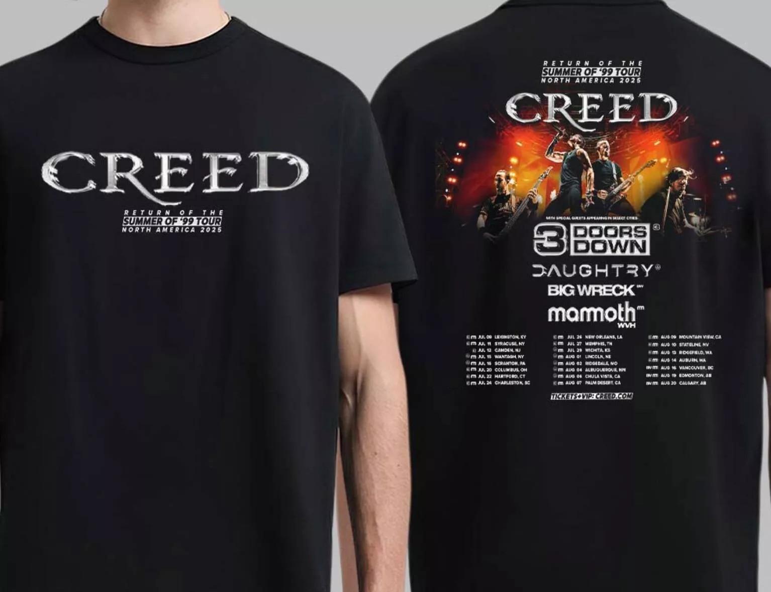 Creed Return Of The Summer Of 99 Tour North America 2025 Tour Date List T-Shirt Mens Womens Tees Top M