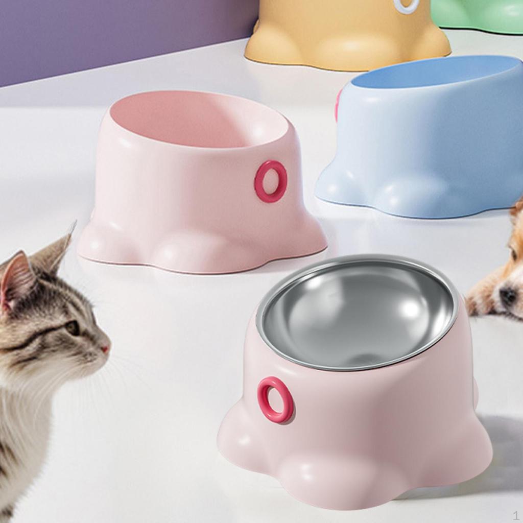 Tilted Cat Feeder Bowl Water Feeding Dish Food Dispenser for Small Dogs