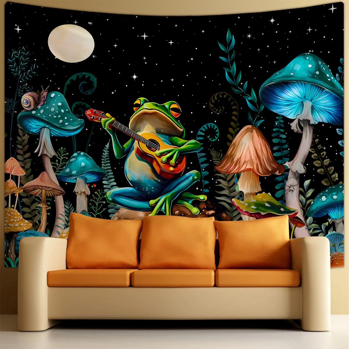 

1pc Frog Mushroom Tapestry, Moon Starry Sky Fantasy Natural Landscape Tapestry, Magic Tapestry, Home Decoration Wall Hanging 73x95cm