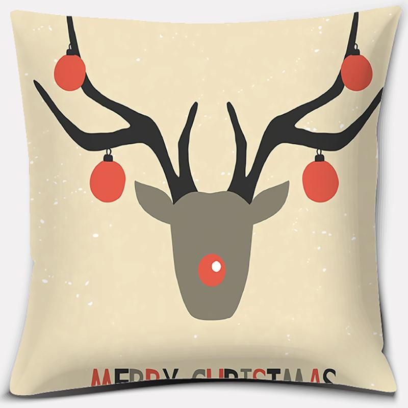 Christmas Deer Pattern Pillowcase Square Pillowcase Home Office Decoration Pillowcase