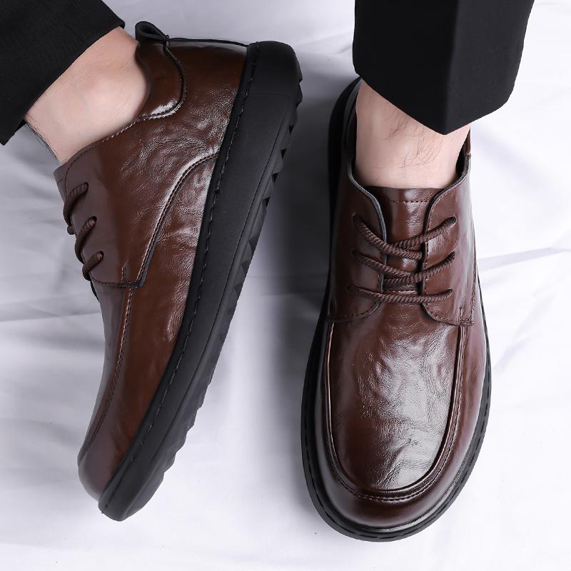 Fashion High Quality Casual Leather Business Shoes Men Outdoor Antiskid Flat Brand Oxford Shoes Designer Minimalist Walking Board Shoes