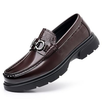 Fashion Men Brand Shoes Black Brown Platform Loafers Casual Leather Men Slip-On Dress Shoes Fashion Man Moccasins Business Oxford Shoes