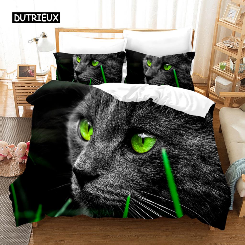 3D Cute Wolves Cat Dog Print Bedding Set Cute Duvet Quilt Cover Wild Animal Tribal Bed Cover With Pillowcases Custom Bed Linen