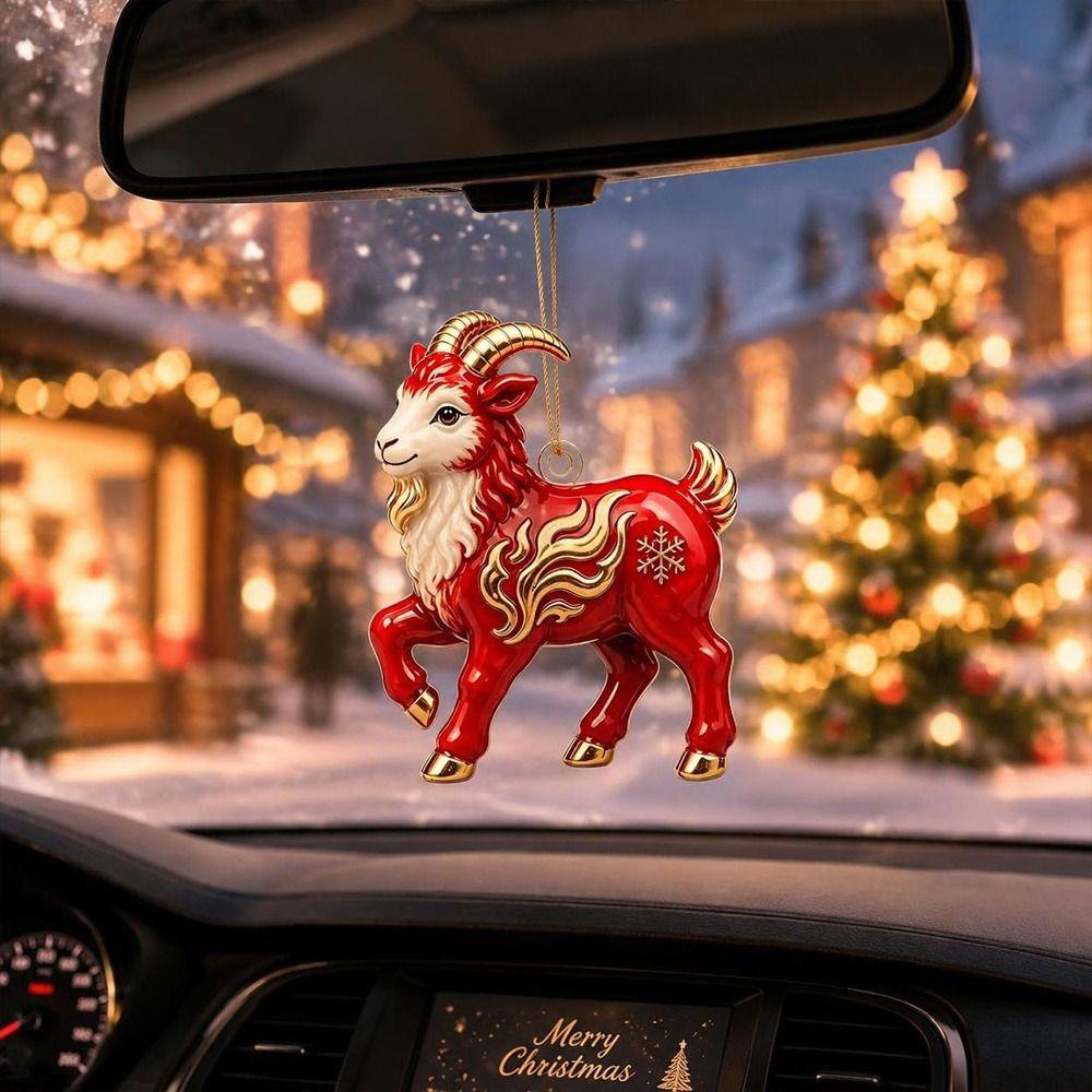Shining Goat Pendant Acrylic Christmas Tree Ornament Gifts Animal Hanging Decoration  Bag Charms