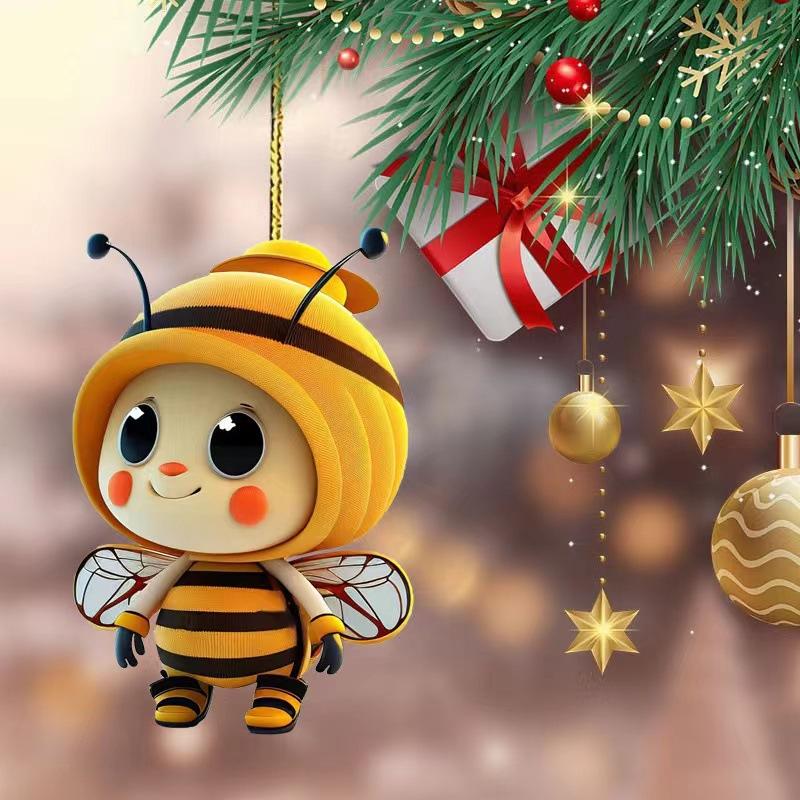Acrylic Bee Hanging Decoration Single Side Printed Little Bee Ornament Car Rearview Mirror Keychain Pendant