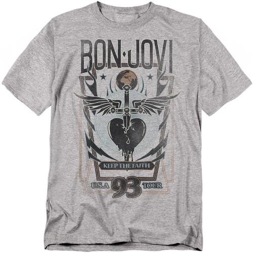 Bon Jovi Unisex Adult Keep The Faith Heather T-Shirt