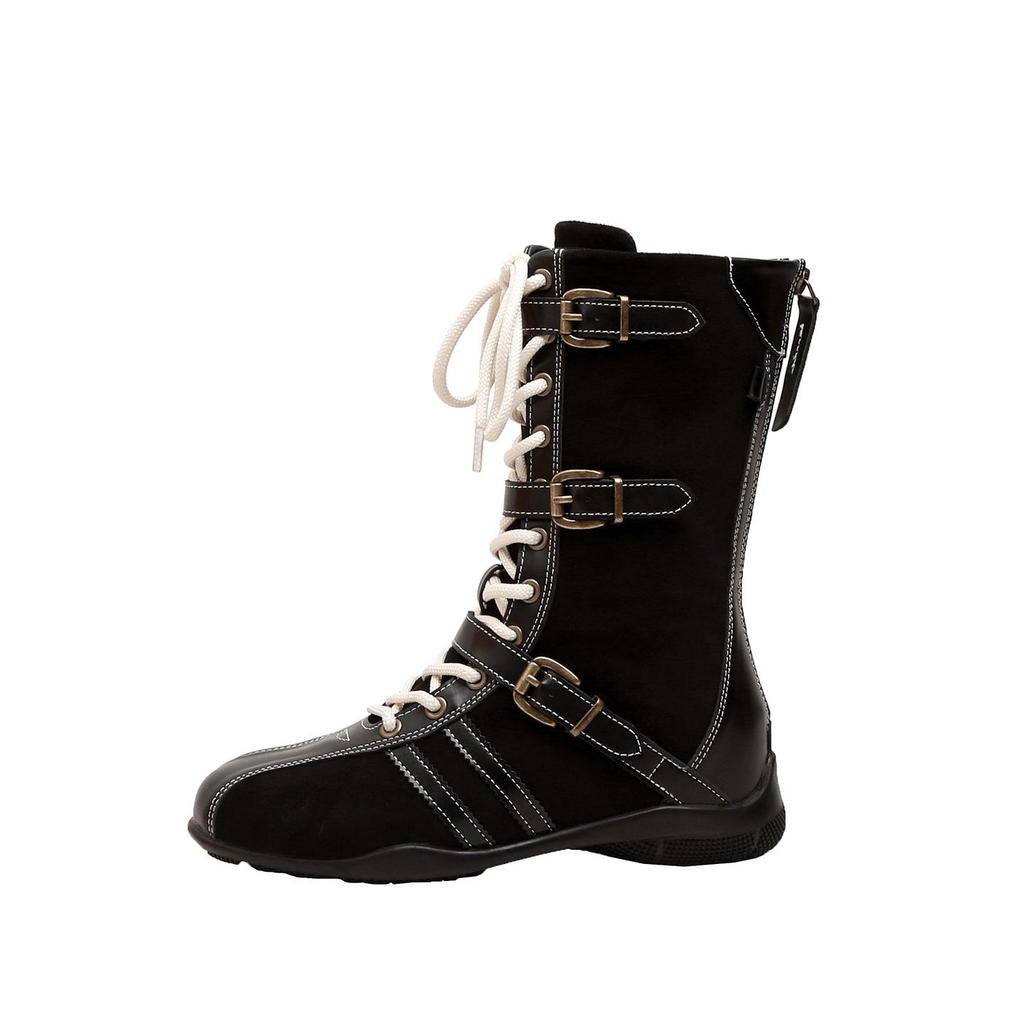 Retro dámské boxerské boty z pravé kůže - styl Wu Xuanyi, podzim 2025, britský design Martin, silná podrážka, německá tréninková obuv