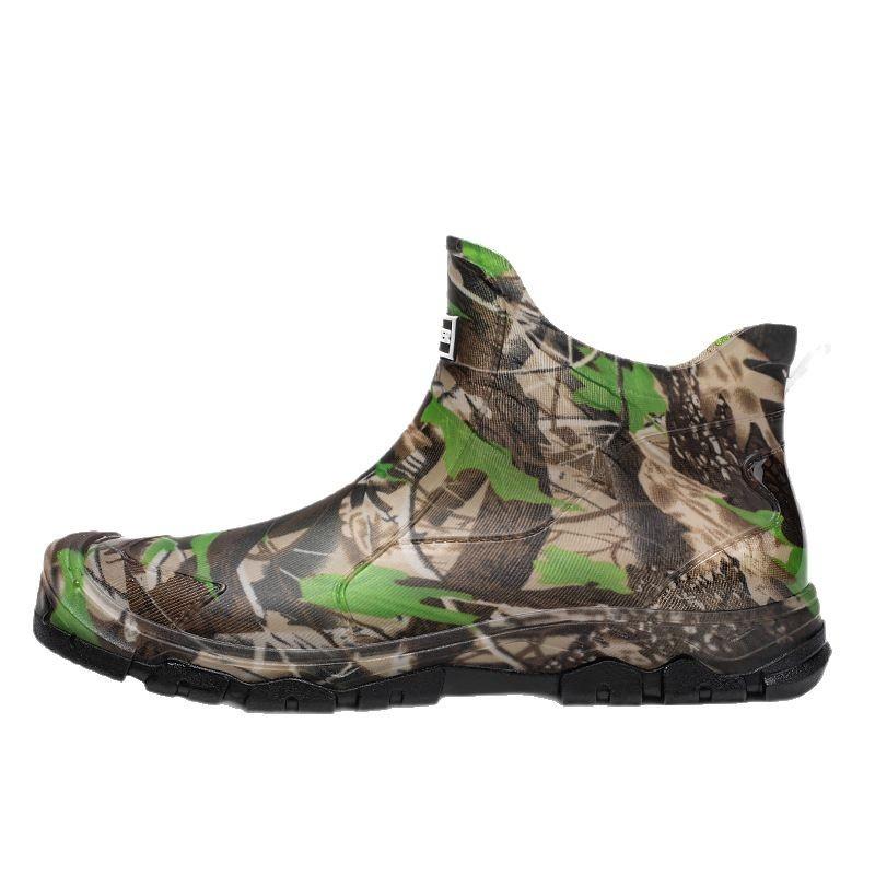 Camouflage Rain Shoes Men's Fishing Waterproof Shoes Large Size 48 Non-slip and Wear-resistant Construction Site Labor Insurance Short Rain Boots Kitc