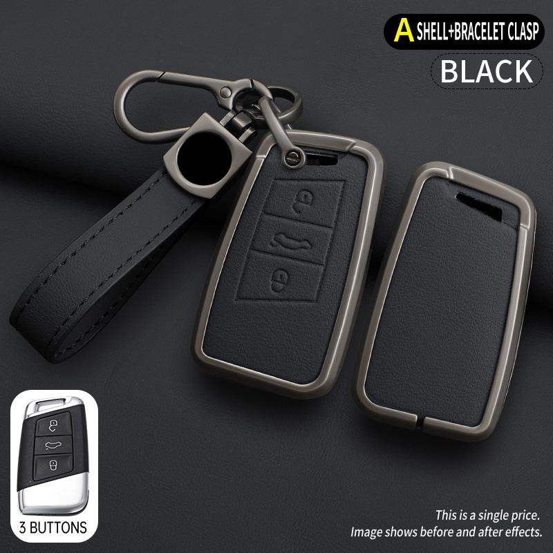 New Zinc Alloy Leather Car Key Cover, For Skoda Vrs Superpa Octavia A5 Kodiaq Octavia A7 A8, Protected Keychain Bag, Accessories