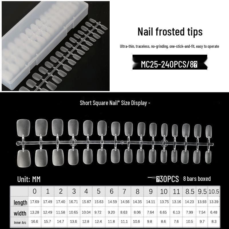 Ultra-Thin Matte Nail Art: Seamless False Nail Tips, Full/Half Cover, 240-Piece Box.