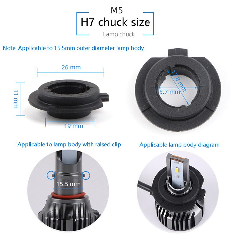 Car LED Headlight Bulb Base Adapter Socket Holder H1 H4 H7 H11 9005 9006 9012 High Temperature Resistance Auto LED Lamp Chuck 1X