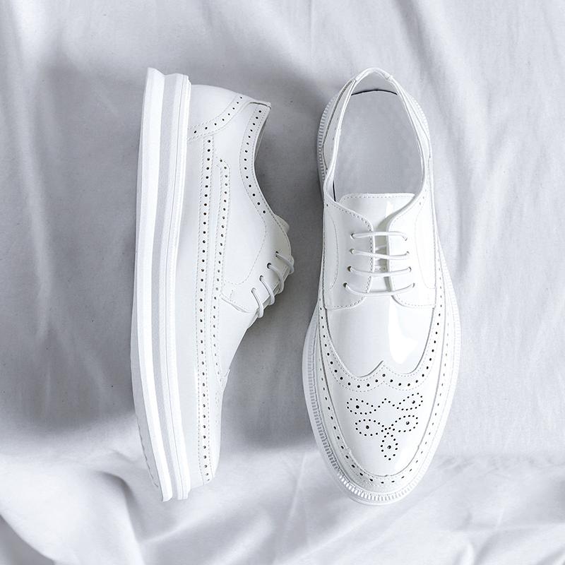 Fashion Brand Block Carved Leather Shoes Men's Pointy Oxford Shoe Business Official  Wedding Shoes Soft Man Dress Leather Casual Shoes