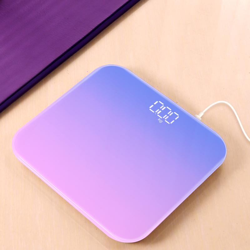 180kg Gradients Pink Color Bathroom Scales Floor Digital Scale Body Weight Glass Led Smart Scales Electronic Balance Body Scale