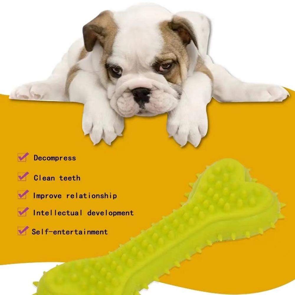 1set Pet Chew Toy Soft Rubber Bite-resistance Bone Shape Teeth Grinding Chewing Toys for Small Dogs Training Pet Supplies