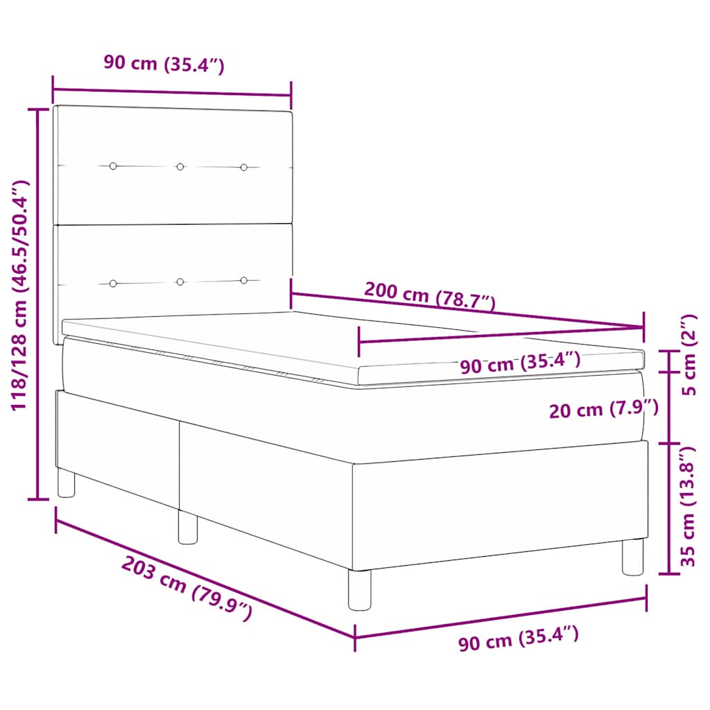 Boxspring Bed with Headboard Blue 90 x 200 cm Fabric