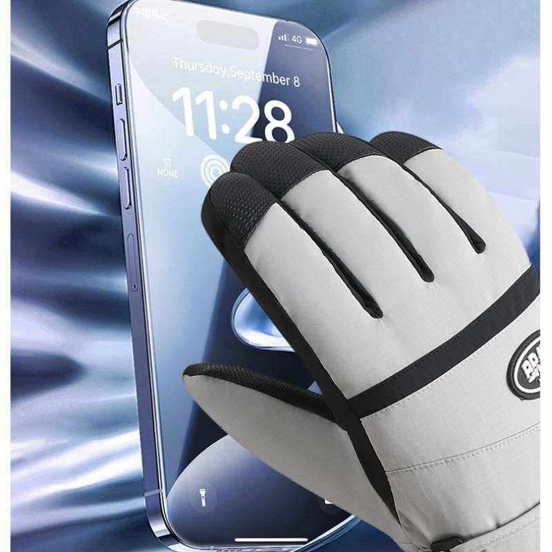 Motorcycle Winter Warm Snowboard Ski Gloves Unisex Non-Slip Touch Screen Waterproof Pu Leather Outdoor Cycling Fleece Snow Glove